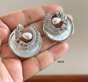 Trendy Best Quality <b>Silver</b> Plated Modern Moissanite <b>Stud</b> Earrings Wedding Party Wear Collections for Women Girls - Product Image 3