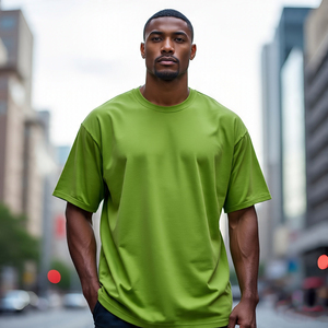 T-shirt ample en coton vierge de haute qualité à épaules tombantes T-shirt surdimensionné de logo d'impression personnalisé lourd - Product Image 1