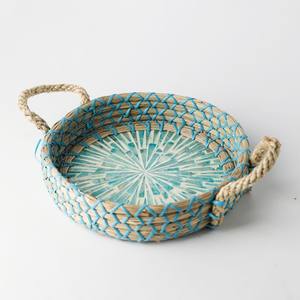 Bandejas decorativas de hierba marina, bandeja tejida de hierba marina, rafia, paja, contenedor para dormitorio y cocina - Product Image 3