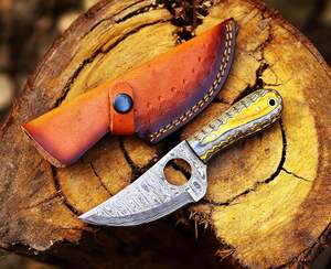 Hecho a mano Damasco Full Tang cuchillo de hoja fija Mini bolsillo estilo vaquero para caza y Camping elegante cuchillo EDC - Product Image 3