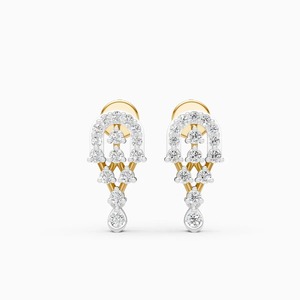 Pendientes Redondos de Diamantes Cultivados en Laboratorio para Uso Diario, Dos Tonos, 0.34 Ct, en Oro Amarillo, Blanco y Rosa de 9K - Product Image 3