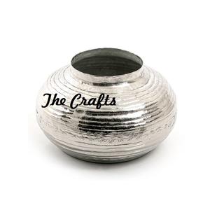 Maceta de metal color plata, florero de la mejor calidad, forma redonda, florero para flores artificiales, para uso en hoteles y restaurantes. - Product Image 1