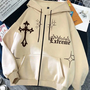 Sudadera con Capucha Informal y Moderna, Transpirable, de Forro Polar, con Bolsillo, para Invierno, Cómoda, Mezcla de Poliéster/Algodón, Diseño Bordado con Cuentas, Digital - Product Image 1