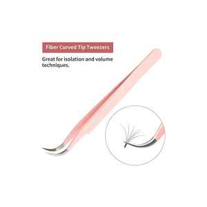 Pinzas de punta de fibra de extensión de pestañas de acero inoxidable con empuñadura de diamante de 90 grados con etiqueta privada de manicura personalizada - Product Image 2