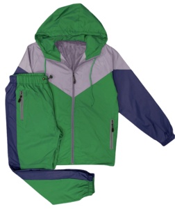 Men's 2 Piece <b>Zipper</b> <b>Jacket</b> and Elastic Trouser 100% Nylon Wholesale Summer Satin Lightweight Waterproof 2 Piece Sets - Product Image 1