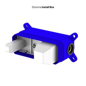 Rubinetto lavabo a leva singola cromato lucido a due fori a parete con sistema di installazione a un foro serie - Product Image 5