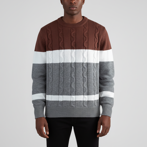 Pull en tricot acrylique à blocs de couleur, design tube, vêtements décontractés, nouvelle arrivée 2025, logo brodé personnalisé, sweat-shirt pour homme - Product Image 1