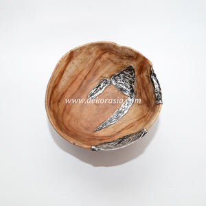 Bol en bois naturel fait à la main avec des ustensiles de cuisine décoratifs écologiques en aluminium pour la décoration intérieure - Product Image 4