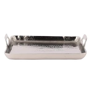 Plateau martelé en aluminium argenté de vente chaude pour l'hôtel de restaurant à la maison au meilleur prix de l'Inde - Product Image 1