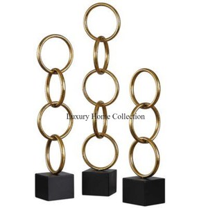 Tree Designer Shining Decor Sculpture With Black Color Base Marble Made <b>Object</b> With Gold Color Statues for Villa and Home Decor - Product Image 6