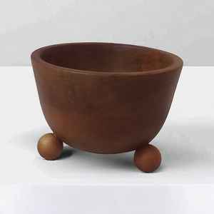 Bol de service à salade en bois de manguier écologique de luxe Ensemble de vaisselle unique sculpté à la main en brun naturel pour la cuisine - Product Image 4