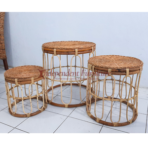 Wholesale Traditional 3-Piece Natural Rattan <b>Console</b> <b>Table</b> Set for Garden Home Living Room or Outdoor for Hotels - Product Image 1