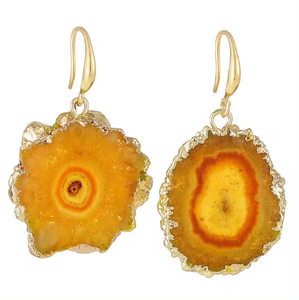 Natural <b>Raw</b> Stone Drop Earrings Jewelry Geode Druzy Agate Dangle Earring by ALIF <b>CRYSTAL</b> and AGATE - Product Image 6