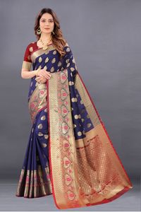 ชุดปาร์ตี้ผ้าส่าหรีผ้าไหมแบบมีชิ้นสำหรับผู้หญิงอินเดียส่าหรี - Product Image 4