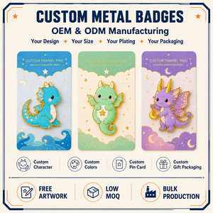 Pins en émail personnalisés, badges en métal Dragon de dessin animé, alliage de zinc plaqué or, émail dur, pins de revers artistiques de collection - Product Image 4