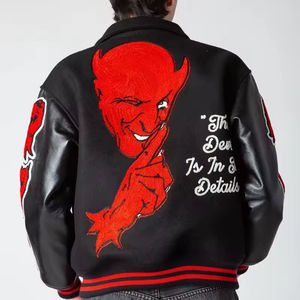 Blouson universitaire en cuir personnalisé OEM avec col brodé en chenille, style bomber, pour homme, respirant, streetwear, hiver - Product Image 4