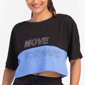 Camisetas cortas ligeras estampadas de estilo parcheado para mujer, oferta en línea, recién llegado, ropa cómoda, camisetas cortas para mujer - Product Image 1