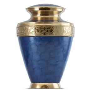 Urnes de crémation pour adultes en laiton classique de haute qualité et haut de gamme Urnes funéraires en métal fini bleu de belle conception. - Product Image 6