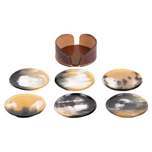 Posavasos de cuerno hechos a mano, decoración de lujo para el hogar, alfombrillas de calidad, almohadillas para café, cerveza, vino, artesanías de media luna - Product Image 4