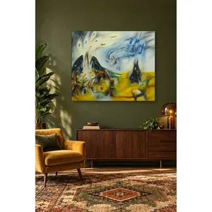 Impression sur toile Fida Blue and Yellow Surreal Abstract Vortex - Product Image 1