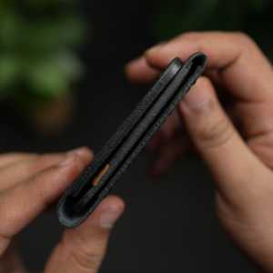 Non. 69 Portefeuille vertical à deux volets en cuir véritable, fait à la main, couleur bleu et marron - Product Image 4