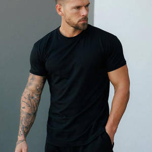 New Trendy Men's Crew Neck Slim Fit <b>Black</b> Gym Active Wear Men'sT-<b>Shirt</b> 100% Cotton Blend Breathable Custom Logo <b>T</b>-<b>Shirt</b> For Men - Product Image 1