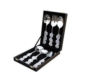 Ensemble de couverts à salade en acier inoxydable fait main 6 pièces d'ustensiles de cuisine et de fête de qualité supérieure - Product Image 2