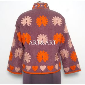 Veste matelassée en coton 100% luxueuse, brodée à la main, motif floral, détails complexes, élégance intemporelle, spécial hiver - Product Image 5