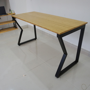 MBamboo Desk 140x70cm Fixed Office Computer/Laptop <b>Table</b> with Assembled Iron Legs for Bedroom & Home Office - Product Image 6