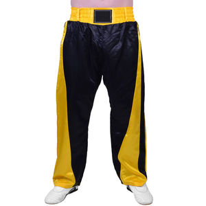 Venta al por mayor de pantalones de kickboxing de satén unisex con logotipo personalizado y etiqueta técnica de sublimación para entrenamiento MMA servicio OEM disponible - Product Image 1