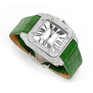 Montre de luxe à mouvement quartz, avec diamants moissanite, en acier inoxydable, cadran en verre, édition limitée - Product Image 1