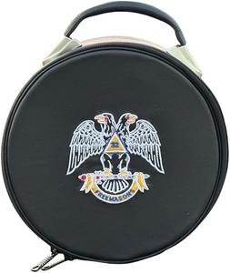 Étui pour chapeau maçonnique du Rite écossais, cuir synthétique de qualité supérieure, boîte de rangement et d'exposition portable pour fez - Broderie à la main (Arche royale R&S) - Product Image 2