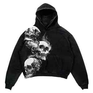 OEM Pull à capuche vintage en coton lavé à l'acide brodé sur mesure pour hommes Sweat à capuche surdimensionné pour l'hiver - Product Image 6