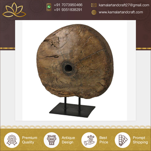 Soporte de escultura de madera Circular marrón Natural 100% del distribuidor de confianza Decoración de acento rústico para el hogar y la Oficina con lámpara de estilo artístico - Product Image 2