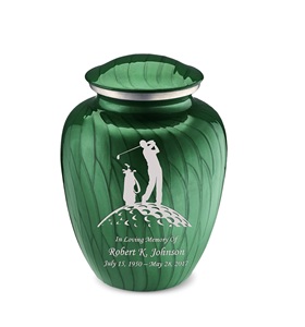 Urnes de crémation de golf personnalisées pour adultes en vert perle pour cendres humaines Grande urne funéraire pour hommes et femmes Urnes de taille personnalisée - Product Image 5