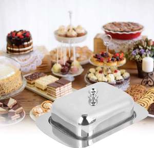 กล่องใส่เนยทรงโดมขนาดเล็กทำจากสแตนเลสสตีลโลหะสีเงินสำหรับห้องครัว - Product Image 5