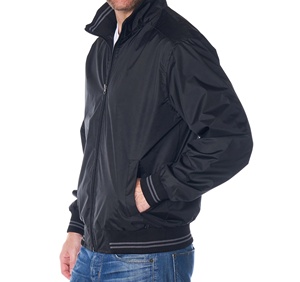 Veste de sport pour homme, design et couleur personnalisés, noire, col rabattu, fermeture éclair, en cuir, style streetwear décontracté - Product Image 3