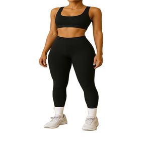 Vêtements de sport pour femmes, ensemble de vêtements de sport, soutien-gorge de sport, leggings, ensemble de yoga et de fitness avec poches - Product Image 1