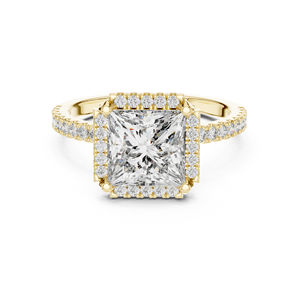 Anillo de Oro Amarillo de 14K con Diamantes de Laboratorio en Corte Princesa y Redondo |   Anillo de Aniversario |   Diamante Cultivado en Laboratorio - Product Image 1