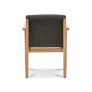 Wesie armchairs made of teak wood frame chair with natural finish and wicker <b>black</b> <b>rope</b> for dining room use - Product Image 5