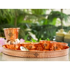 Villa d'art indien Design martelé en cuivre pur Ensemble de dîner 6 pièces pour servir-Utilisation à domicile dans les hôtels et les restaurants - Product Image 3