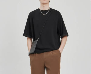 Camisetas holgadas de gran tamaño para hombre, nuevo estilo teñido liso, cuello redondo, venta al por mayor, camiseta de gran tamaño barata - Product Image 4