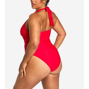 Traje de baño de una pieza de color sólido con logotipo personalizado recién llegado para mujer precio barato al por mayor de talla grande traje de baño de una pieza de color sólido - Product Image 2