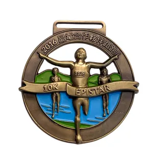 Zinc Alloy 3D Gold Medal Marathon Custom Medal With Ribbon