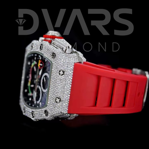 นาฬิกาฮิปฮอปโครโนกราฟประดับเพชรโมอิสซาไนต์สุดหรู ดีไซน์เต็มหน้าปัด  สำหรับทั้งชายและหญิง  ตัวเรือนสแตนเลสสตีล  พร้อมตัวเลือกสีทองขาวและสีทองเหลือง - Product Image 4