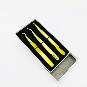 Pinzas chapadas en oro con logotipo personalizado, textura de Punta lisa con parte inferior de Peine curvo tipo gancho, acero inoxidable sostenible - Product Image 5