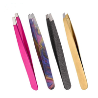Precision Slant Stainless Steel Tweezers Pointed Tip Eco-Friendly Lightweight Customizable for Effortless Brow Shaping Fine Hair