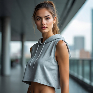 Crop Sleeveless Hoodies <b>Tops</b> Yoga Fitness Wear Exercise Tank <b>Tops</b> Hooded Sleeveless Hoodie Cropped Ladies - Product Image 6