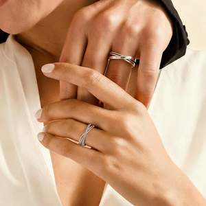 Ensemble de bagues torsadées croisées en argent sterling Jeulia pour couple, pour anniversaire - Product Image 4