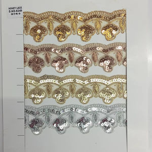 ขอบลูกไม้ของนักออกแบบที่หรูหราสำหรับเสื้อผ้าชุดแต่งงานแฟชั่นระดับไฮเอนด์และชุดเจ้าสาวมีลวดลายที่สลับซับซ้อนและมีรายละเอียดที่หรูหรา - Product Image 1